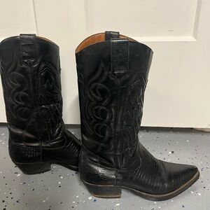 Nine West Black Leather Cowboy Boots